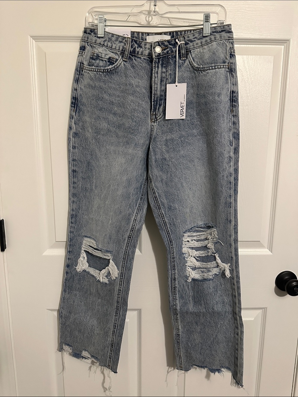 Vervet Distressed Wide-Leg Women's Jeans - Light Blue